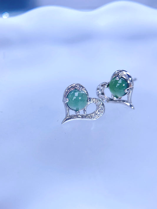 HEART Jadeite Studs