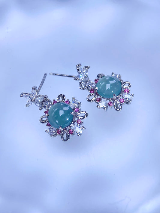 Stars jadeite ruby studs