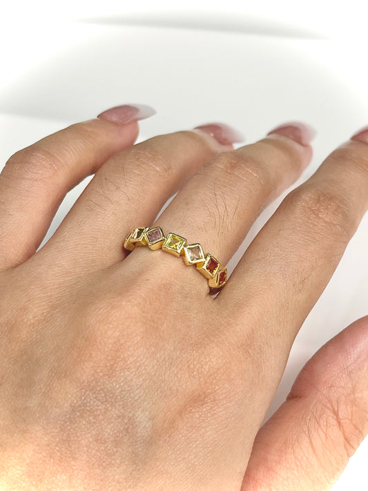 Colored zircon ring, 14k gold open ring