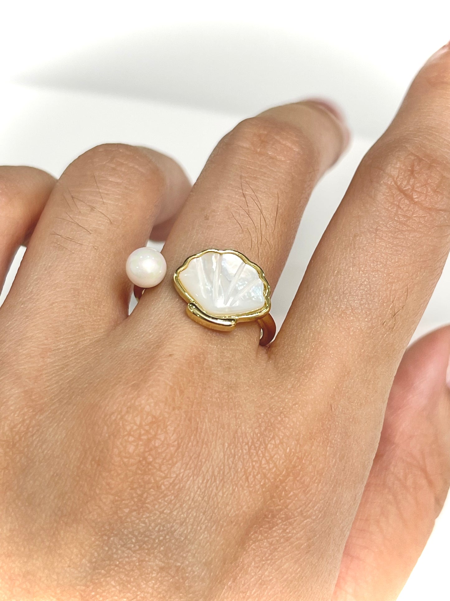 Shell ring, 14k gold open ring