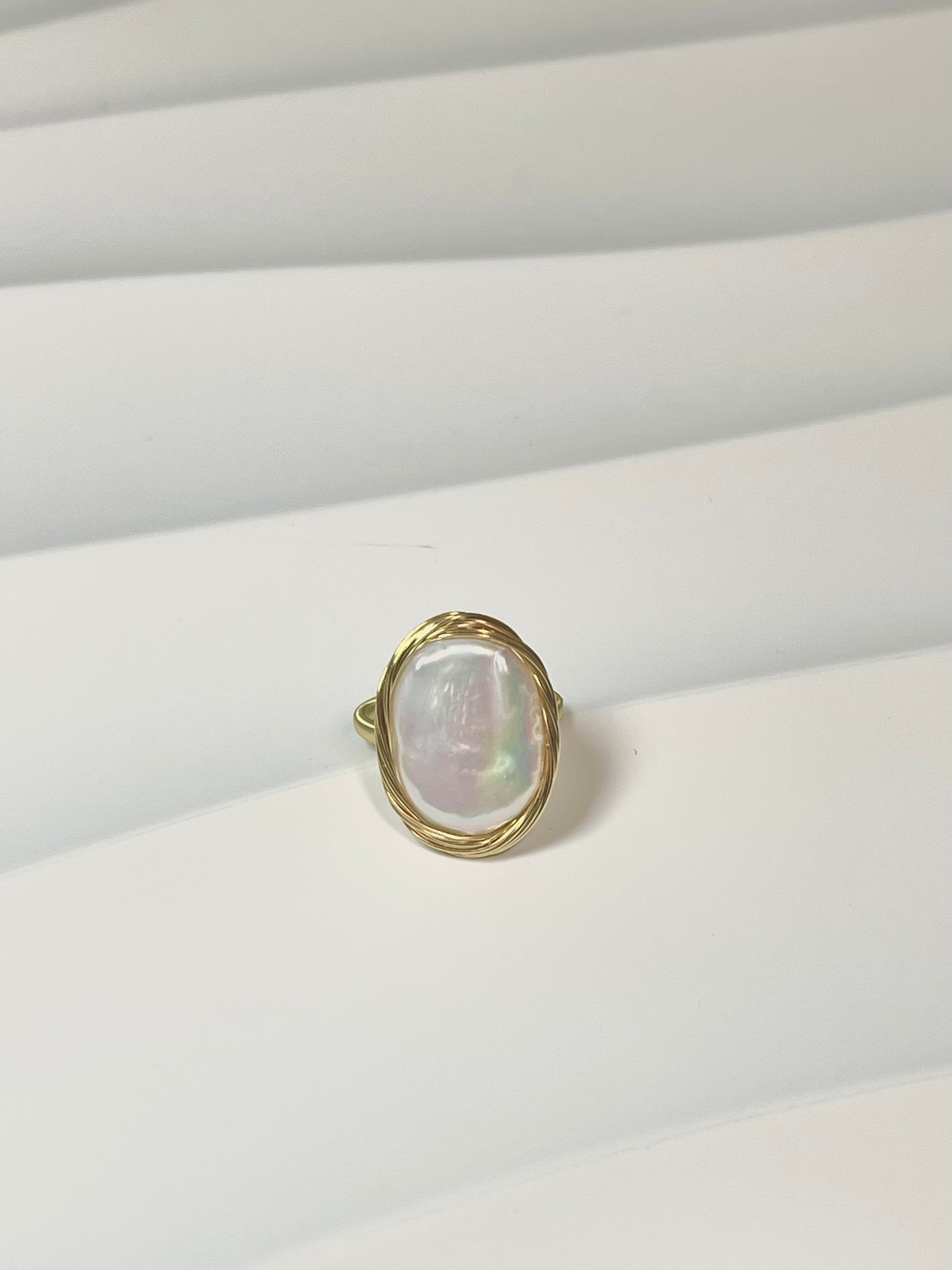 handmade baroque pearl ring, natural pearl, open ring