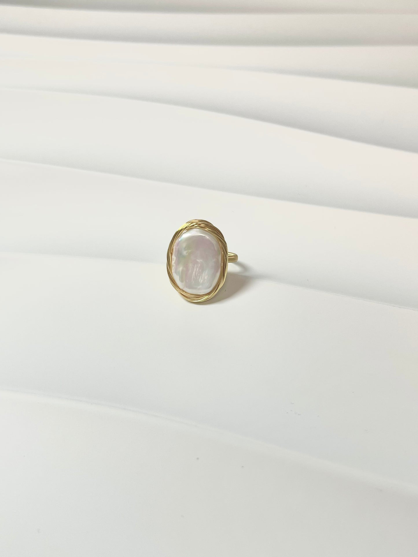 handmade baroque pearl ring, natural pearl, open ring