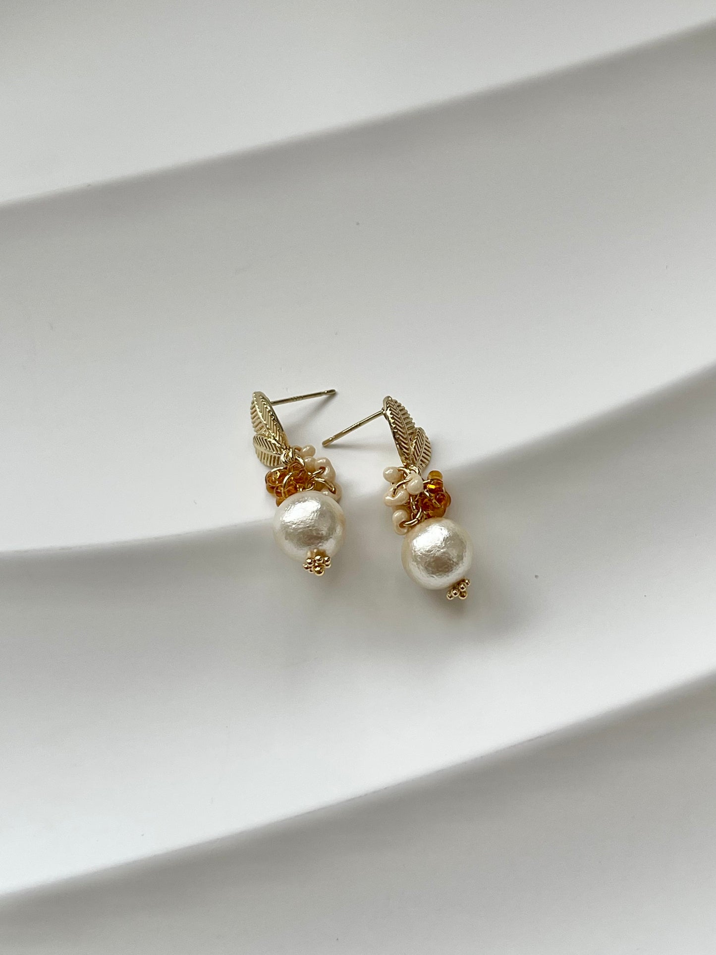 Handmade Pearl earrings, autumn fruits, elegant